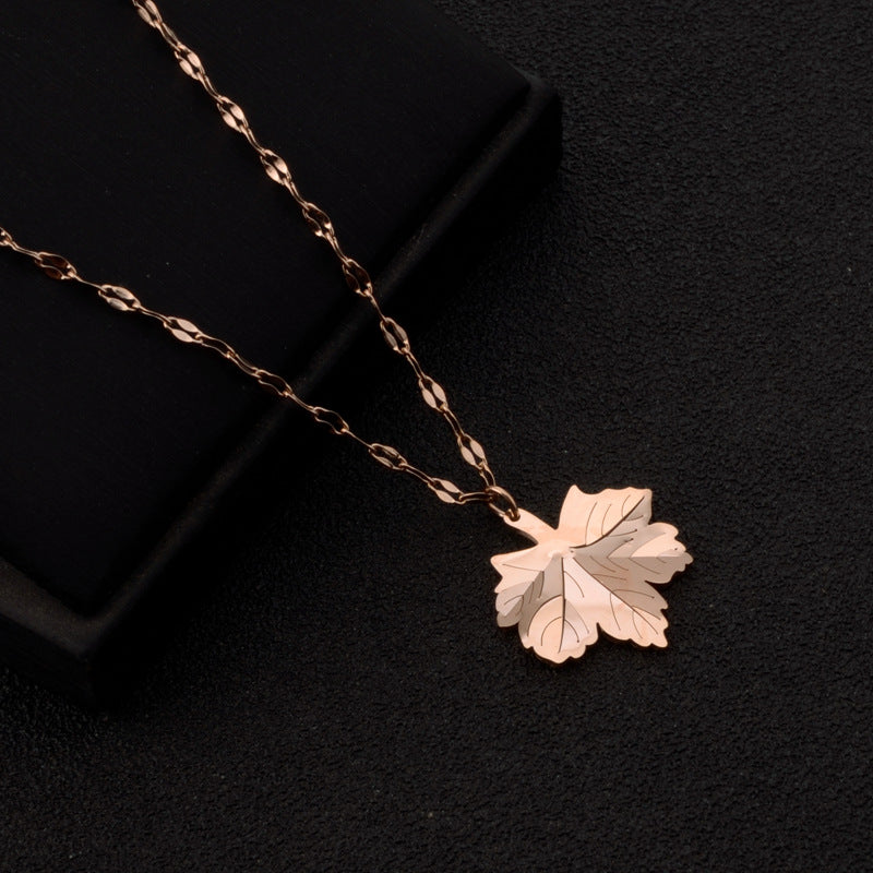 Wholesale Leaves Titanium Steel Necklace Clavicle Chain